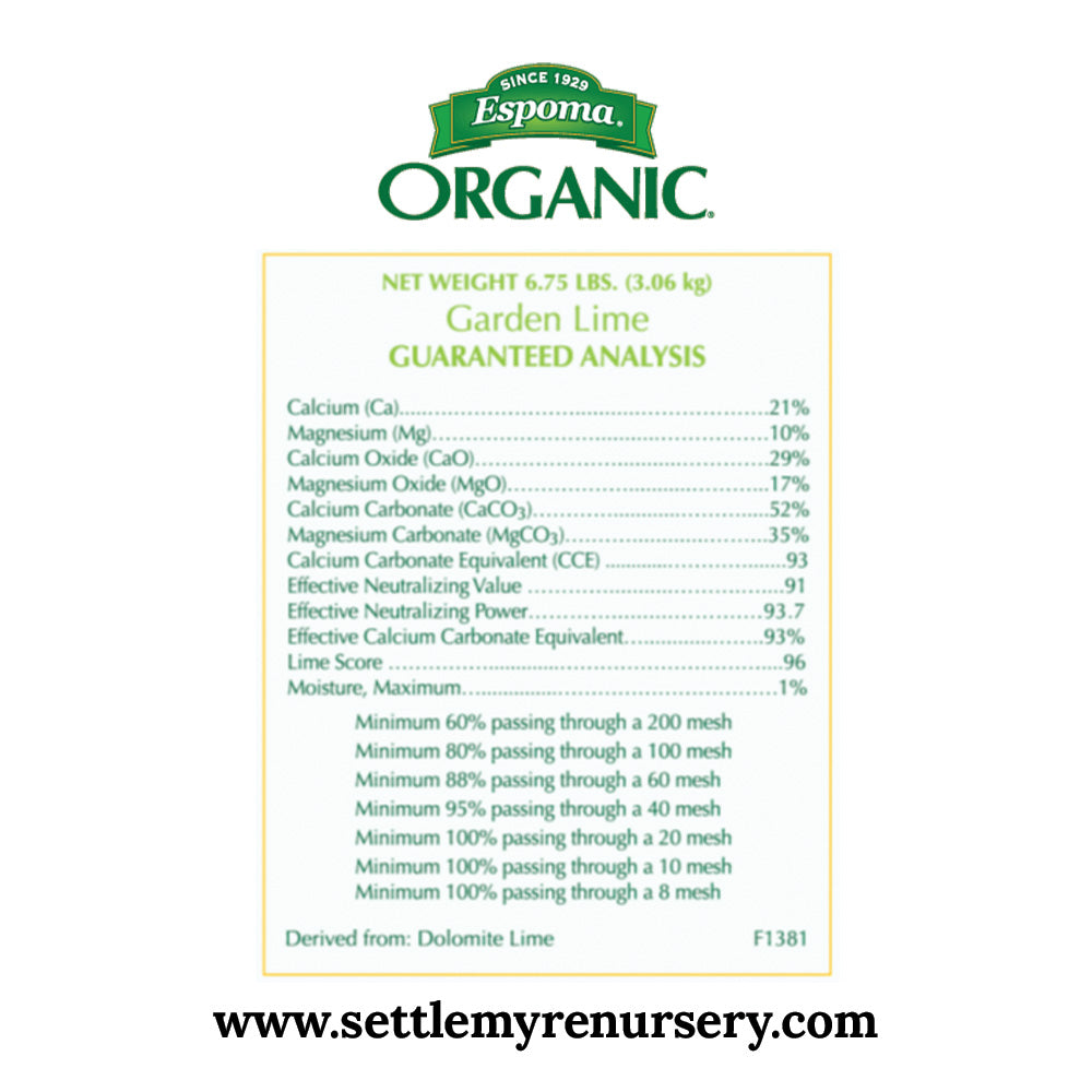 Ingredients in Espoma Organics Garden Lime