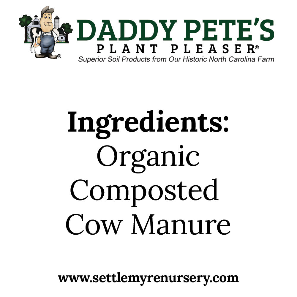 Ingredients for organic cow manure from Daddy Pete's Plant Pleaser