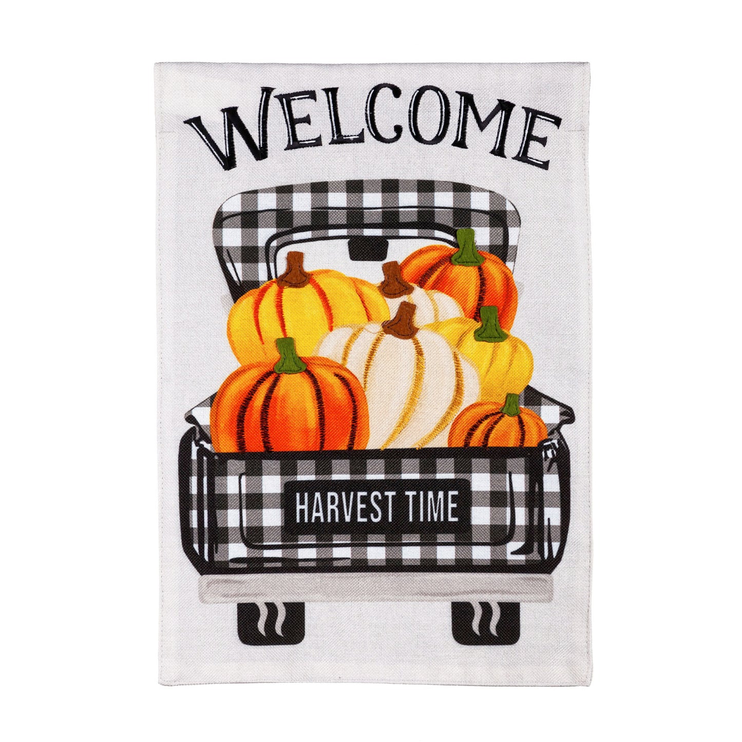 Garden Flag Fall Plaid Truck