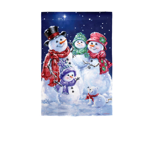 Garden Flag Christmas Snow Family