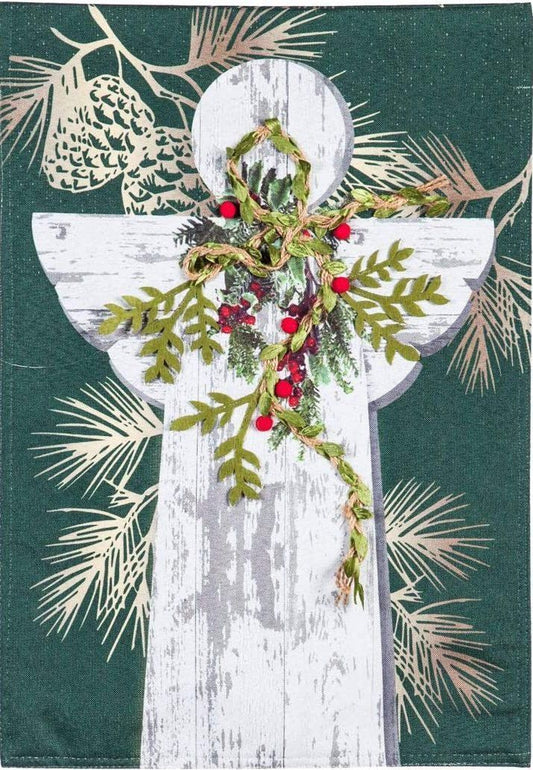 Garden Flag Christmas Angel Wood