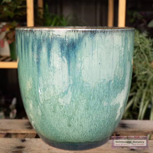 Short Egg Large Aqua Garden Pot