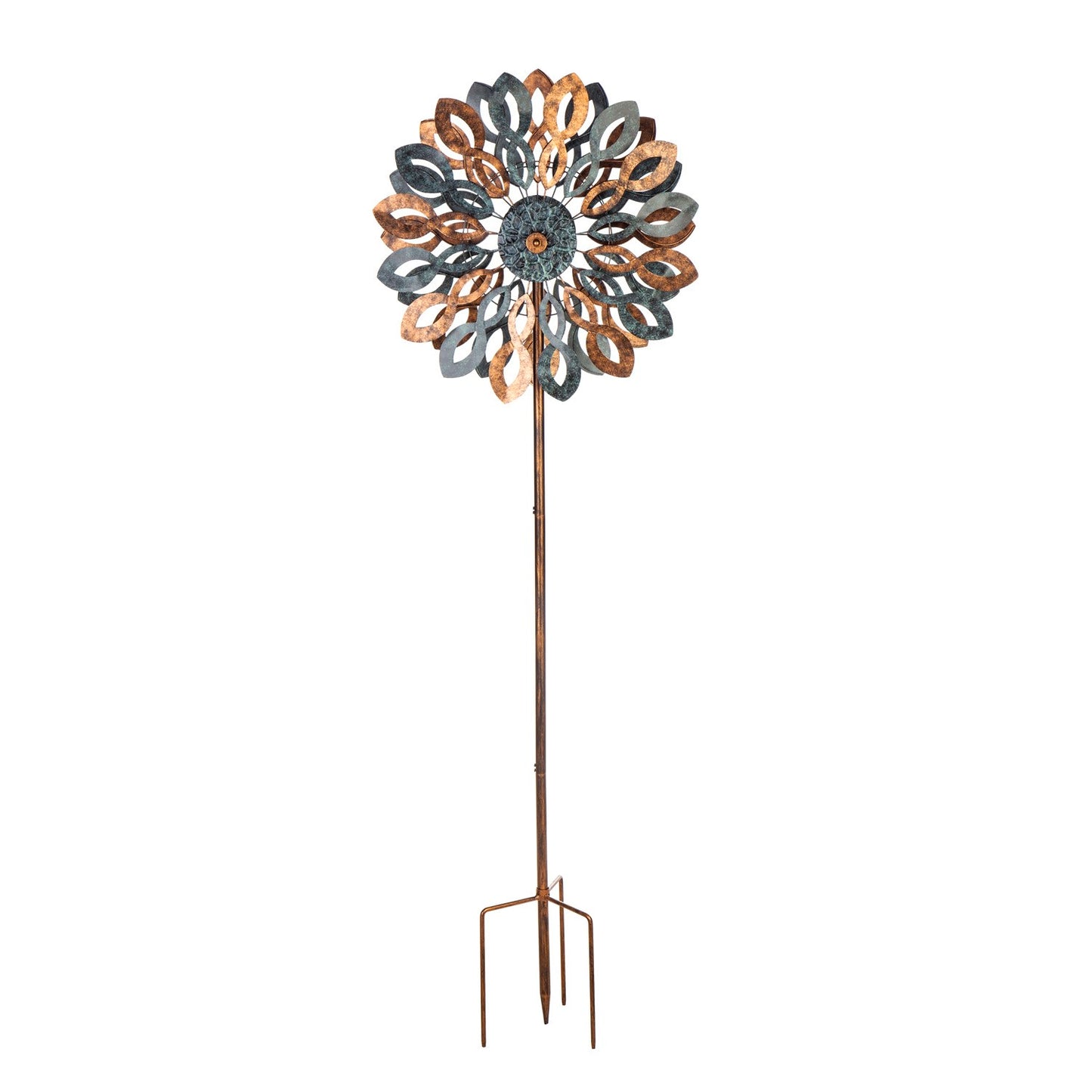 Copper and Verdigris Leaves Wind Spinner 75 - 201482