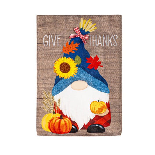 Garden Flag Fall Give Thanks Gnome