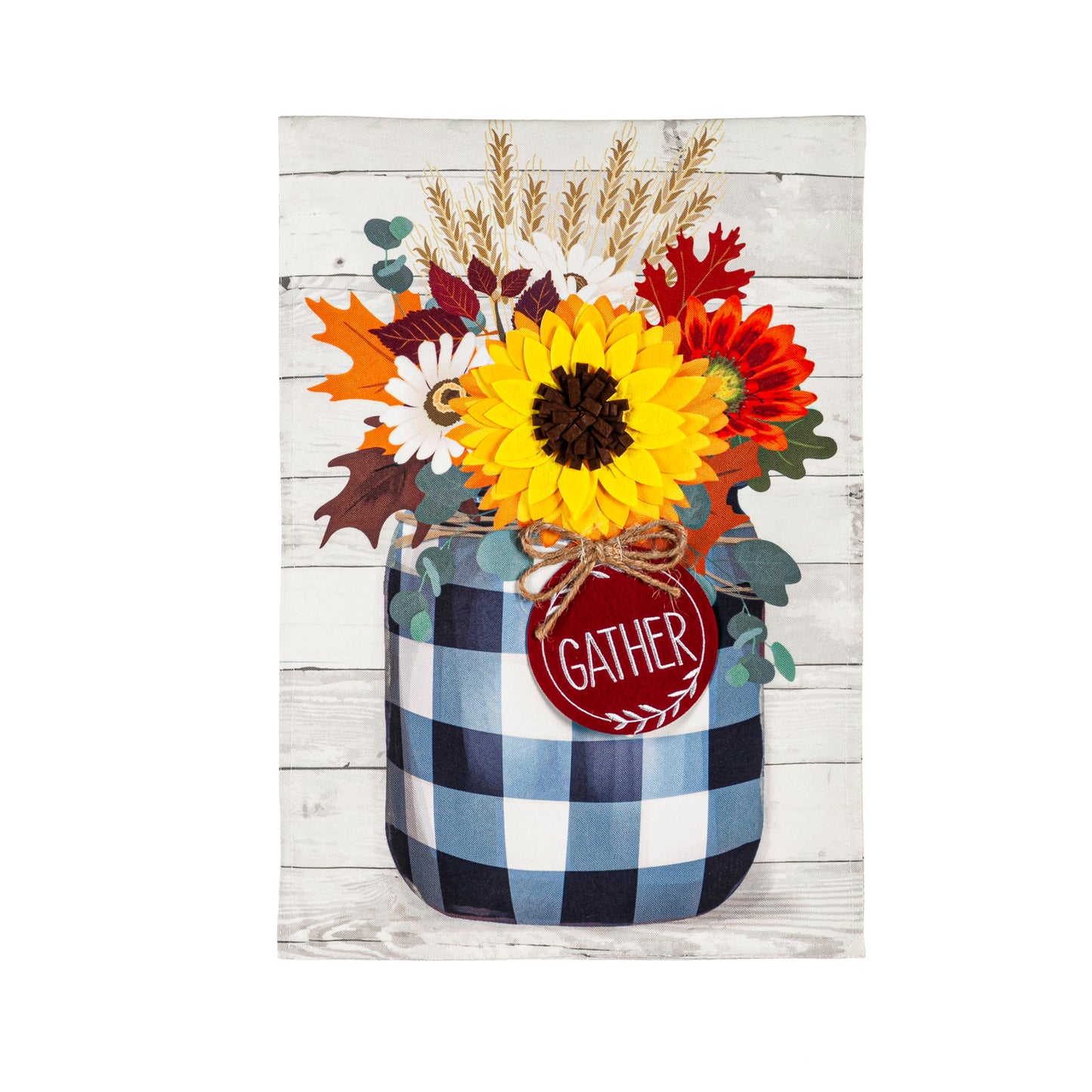 Garden Flag Fall Check Mason Jar