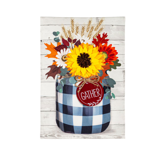 Garden Flag Fall Check Mason Jar