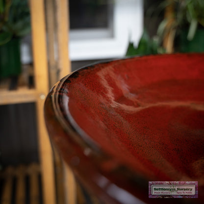 Pottery Birdbath Set Classic Red