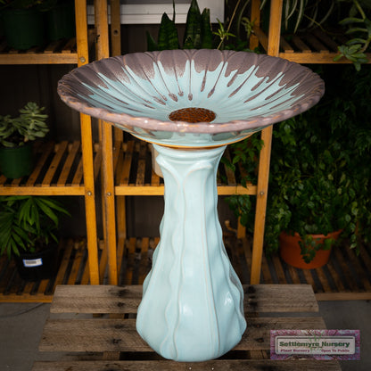 Pottery Birdbath Set Classic Aqua