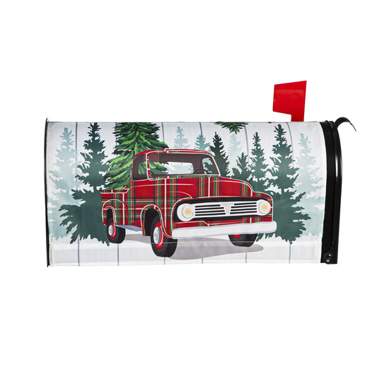 Mailbox Cover Christmas Plaid Truck w Tree