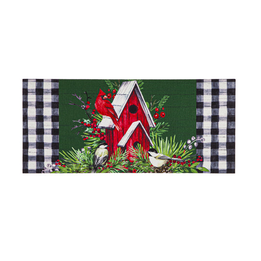 Christmas Cardinal Birdhouse Mat