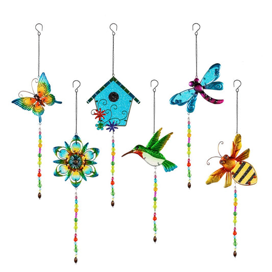 Hanging Glass Dragonfly Garden Decor