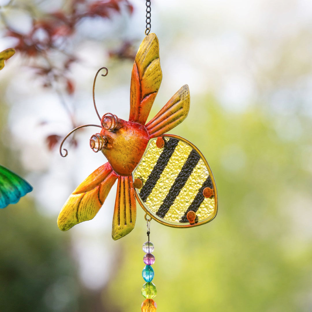 Hanging Glass Bee Garden Decor