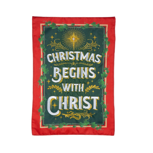 Garden Flag Christmas Begins With Christ