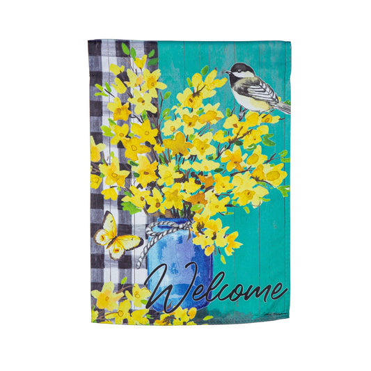 Spring Forsythia Suede Garden Flag