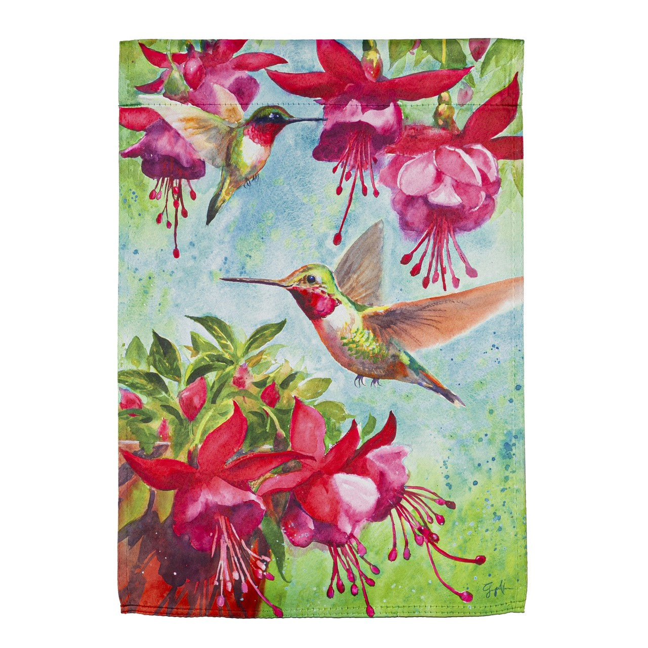 Garden Flag Fuschia Hummingbird