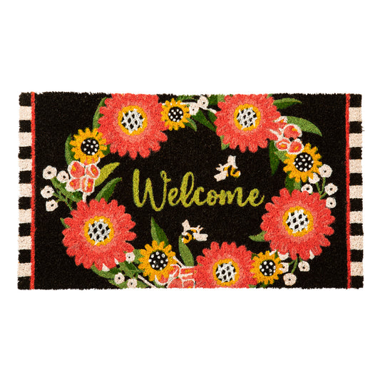 Gerbera Daisy Welcome Coir Mat