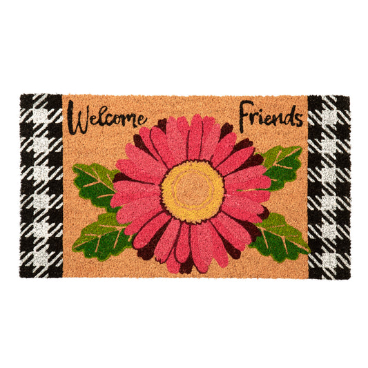 Gerbera Daisy Welcome Friends Coir Mat