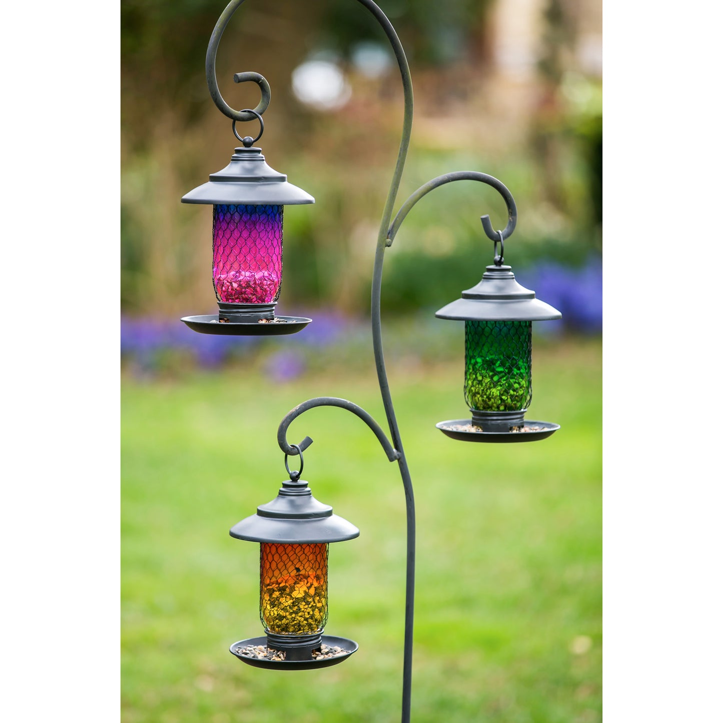 Bird Feeder Glass and Metal Purple