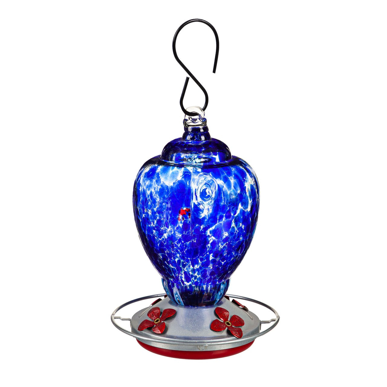 Hummingbird Feeder Speckled Glass Blue