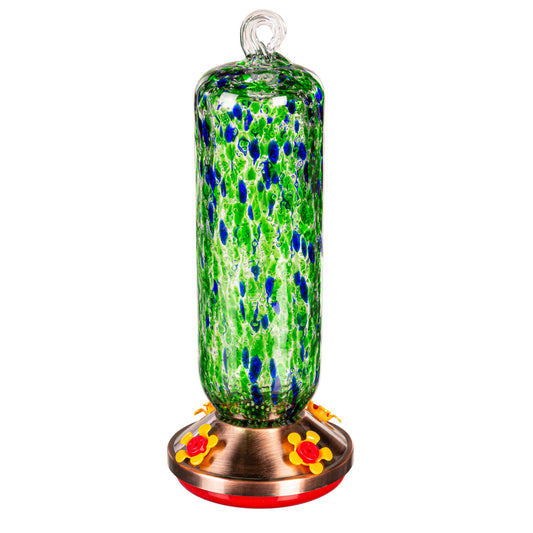 Hummingbird Feeder Speckled Glass Green