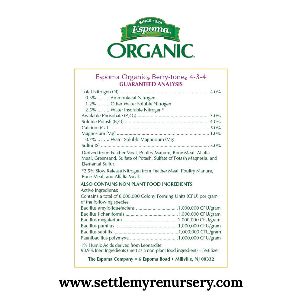 Ingredients in Espoma's Berry Tone Fertilizer