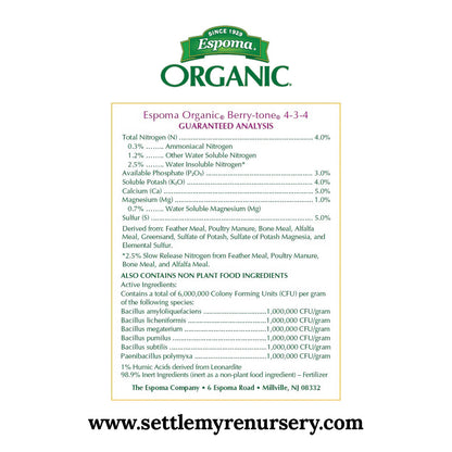 Ingredients in Espoma's Berry Tone Fertilizer