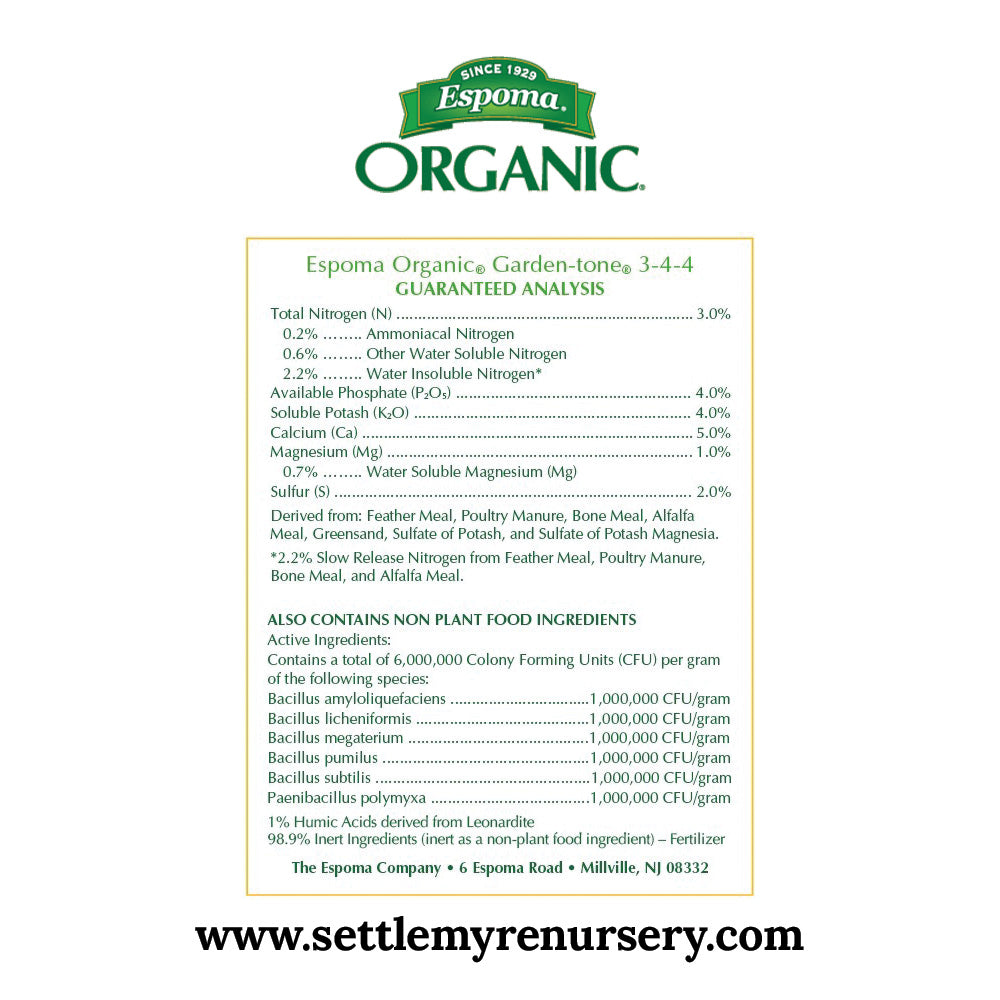 Ingredients in Espoma Organic Garden-tone fertilizer