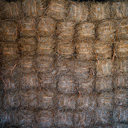 Pine needle bale details with text overlay