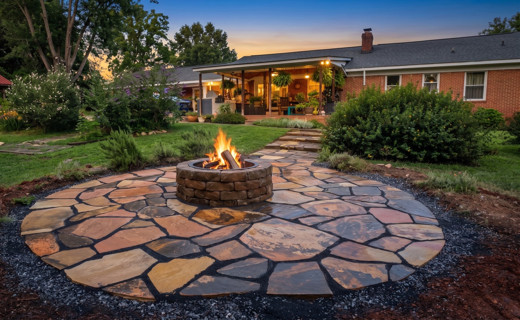 Flagstone Patio & Firepit in Morganton, NC